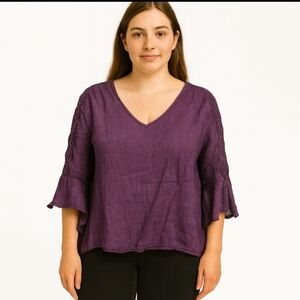 Indigo Rose Purple Peasant Romantic Gauze Plus Sz 1X